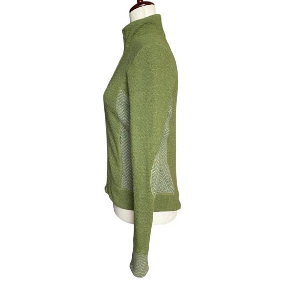 Prana Wool Blend Full Zip Mock Neck Sweater Jacket Womens XS Green Pockets - Picture 4 of 14